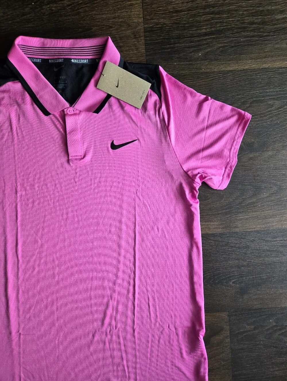 Nike Court Advantage Polo Shirt Mens Pink Dri-Fit Performance Tennis Large FD531